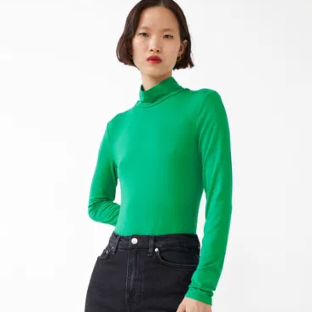 NWT & Other Stories Bodysuit Mock Neck Green Size S!